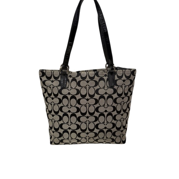 Coach F28504 Signature Stripe Tote Black Gray - Picture 3 of 11